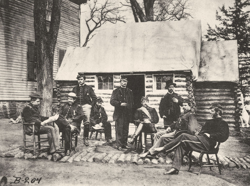 US CIVIL WAR.Staff officers 6th Army Corps HQ,nr Brandy Station,winter 1864 1935